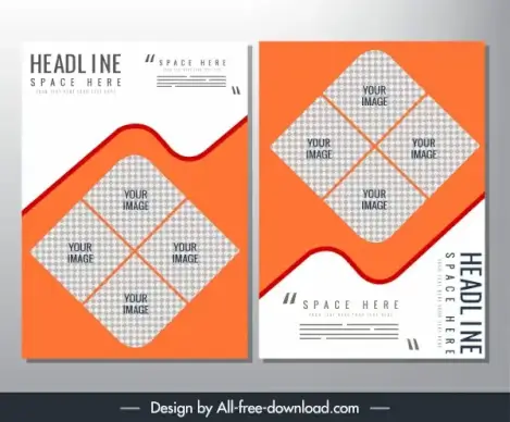 brochure template checkered squares deformed curves decor