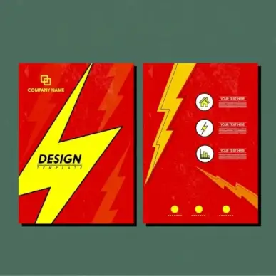 brochure template lightning icon design red yellow decoration