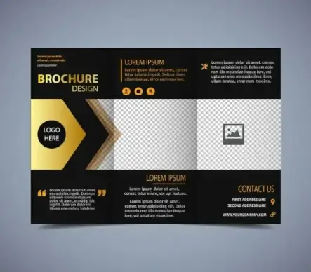 brochure template modern trifold design dark background