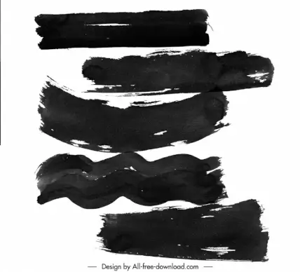 brush stroke brushes design elements abstract flat black grunge horizontal curves outline 