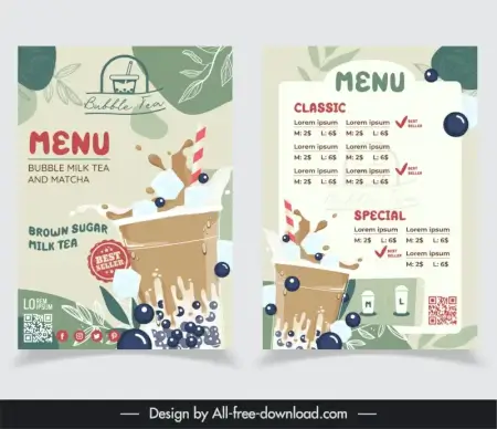 bubble milk tea matcha menu template dynamic classic