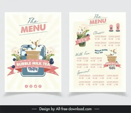 bubble milk tea matcha menu template elegant design