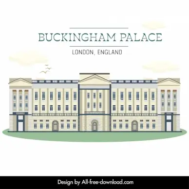 buckingham palace advertising banner elegant flat symmetric outline 