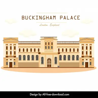 buckingham palace in london advertising poster flat classical symmetry design