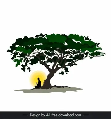 buddha meditating icon elegant flat silhouette sketch