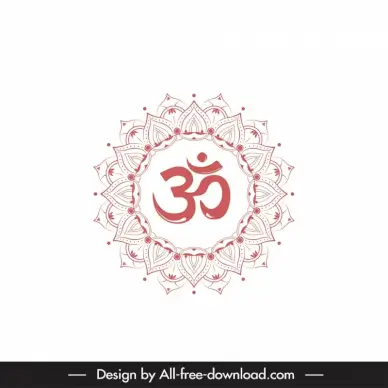  buddhism lotus symbol icon flat classical symmetric outline