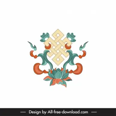 buddhism symbol icon lotus ribbon decor symmetric design
