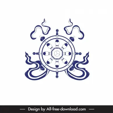   buddhism wheel of life icon symmetric sketch