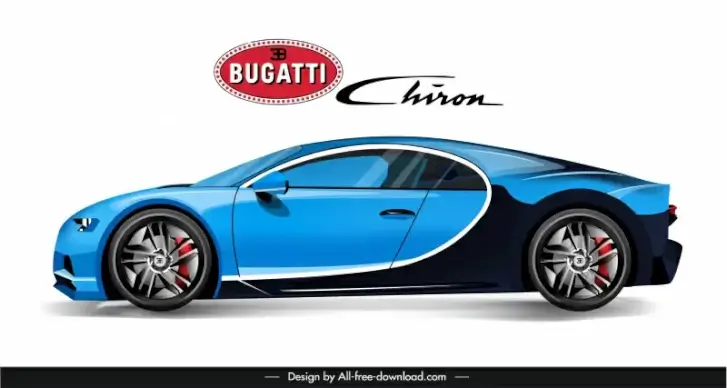 bugatti chiron car model icon side view sketch modern design 