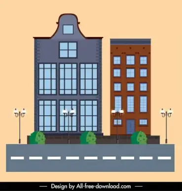 building exterior architecture template modern decor flat sketch