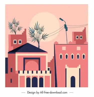 building facade painting flat classical sketch