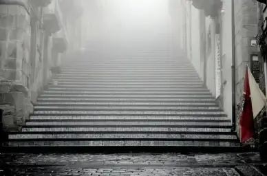 building flag fog home mist old pattern stair step