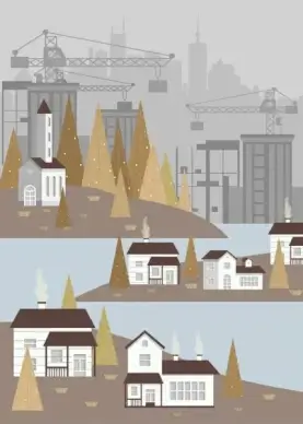buildings construction background colored cartoon design