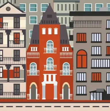buildings facade background classical flat design