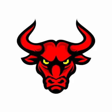 bull head logo flat symmetric sketch red design 
