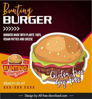 bunting burger advertising banner handdrawn design