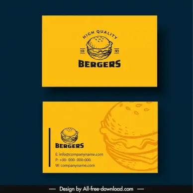 burger business card template retro handdrawn design 