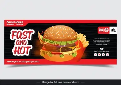 burgers advertising banner template contrast elegance