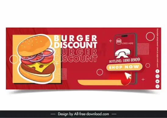 burgers discount banner template flat classic