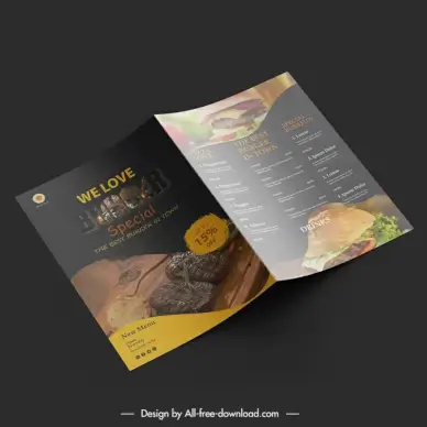 burgers menu template elegant dark realistic decor