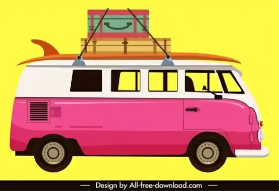 bus icon luggage sketch classical design