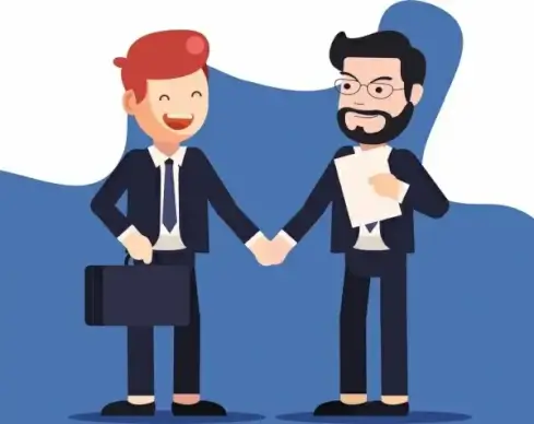 business background candidate employer icons cartoon characters