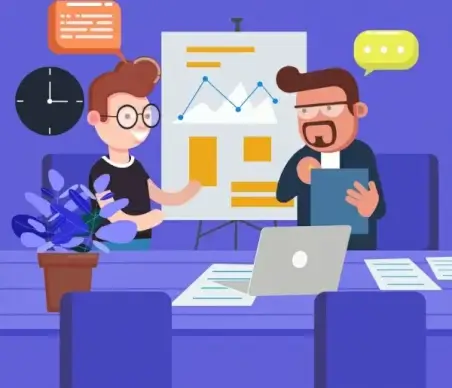 business background meeting theme cartoon characters
