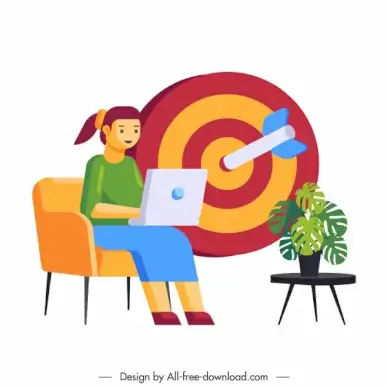 business background staff arrow target sketch cartoon design