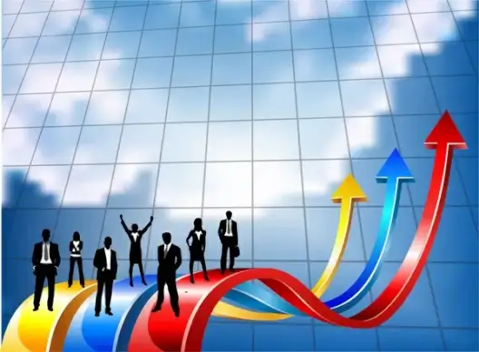 business background with people and grow up arrow