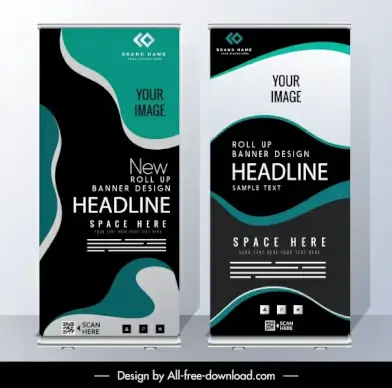 business banner templates modern abstract curves decor