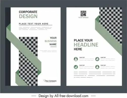business brochure cover templates elegant checkered origami decor
