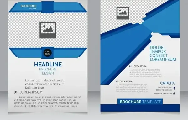 business brochure template 3d modern blue checkered ornament