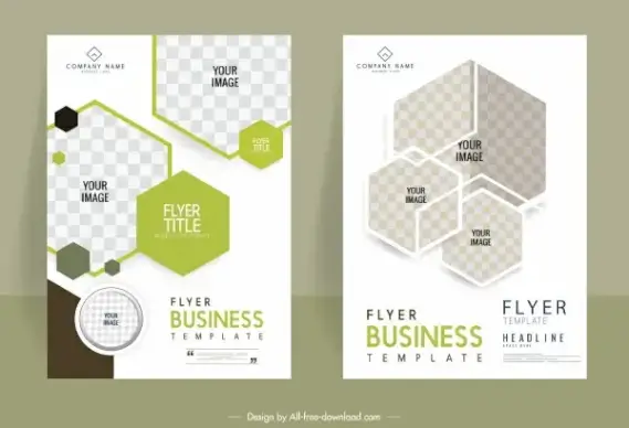 business brochure templates geometric polygonal checkered decor