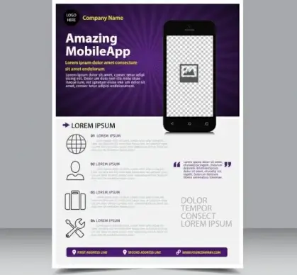 business brochure violet ray background mobile app icon