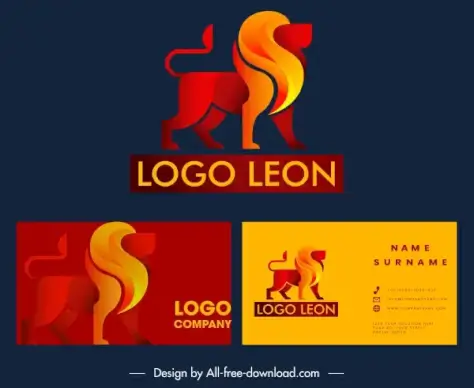business card logotype lion sketch dark orange decor