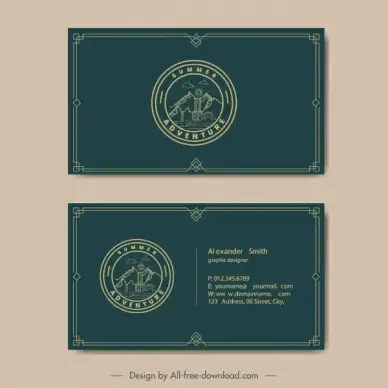 business card template adventure camping theme dark retro