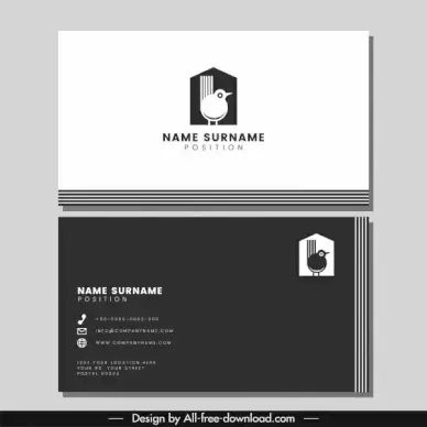 business card template black white bird nest theme