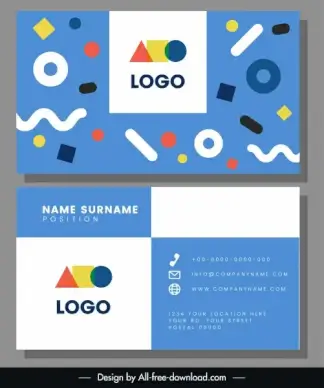 business card template colorful flat shapes dynamic decor
