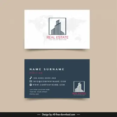 business card template contrast design flat architecture sketch