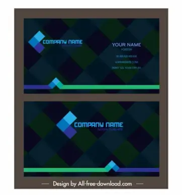 business card template dark colorful blurred checkered decor