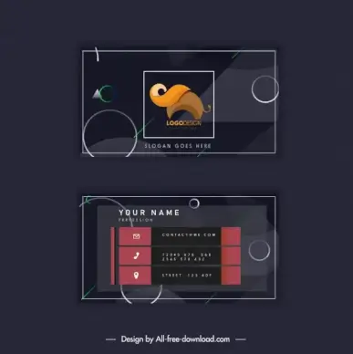 business card template dark decor elephant logotype