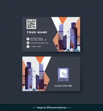 business card template dark landscape architecture decor