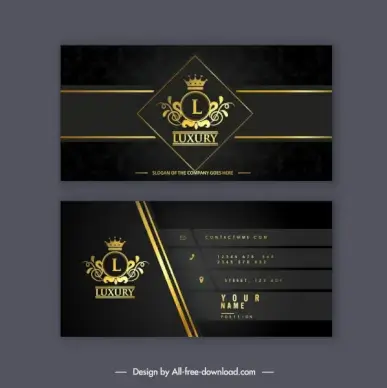 business card template dark luxury golden royal theme