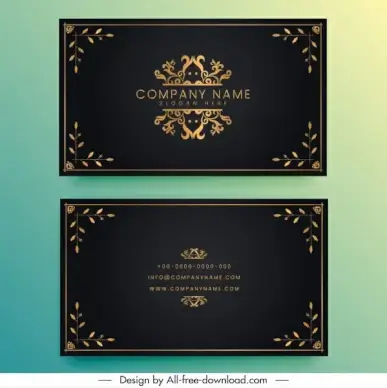 business card template elegant black golden symmetric decor
