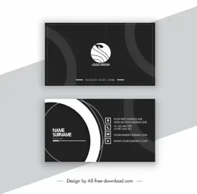 business card template elegant dark design circles decor