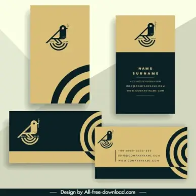 business card template elegant simple bird icon decor