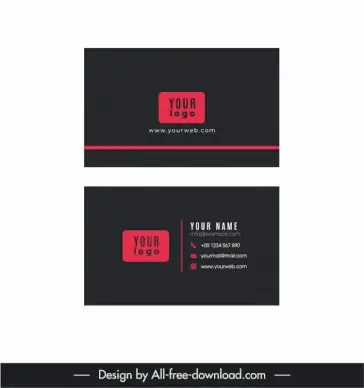 business card template flat elegant dark design