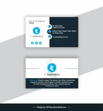 business card template flat modern contrast design 