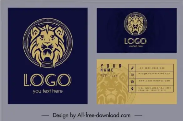business card template lion logotype decor classic design