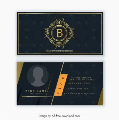 business card template luxury dark classic decor